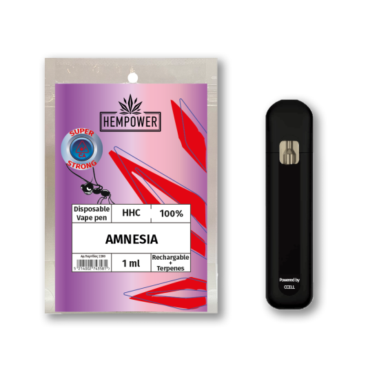 Hempower Disposable (CCELL) Vape Pen HHC, Amnesia, HHC 100%, 1ml