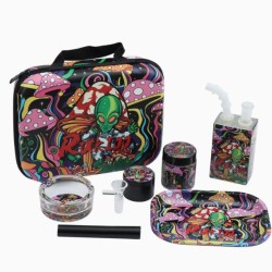 Smoking Accessories Kit (Bong, Grinder, Glass Ashtray, Stash Jar, Metal Rolling Tray)