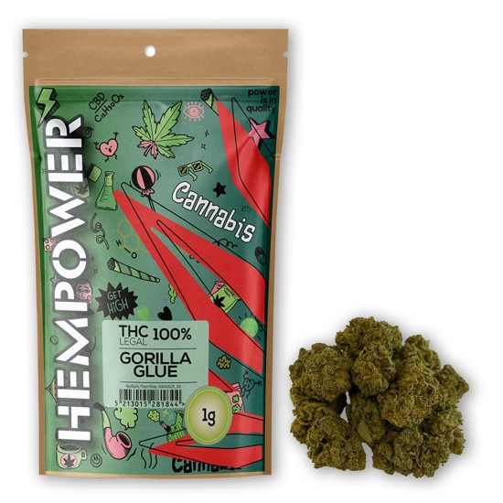 Hempower Red Leaf  Hemp Flower "Gorilla Glue" 1G