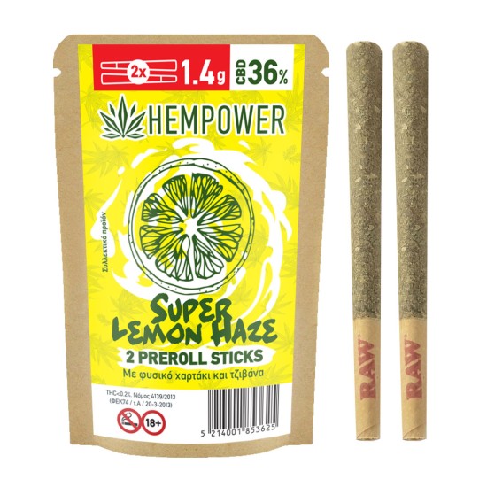 Hempower Pre-Rolled Stick 36% CBD S.LEMON HAZE 2PCS Hempower Pre-Rolled Stick 36% CBD S.LEMON HAZE 2PCS